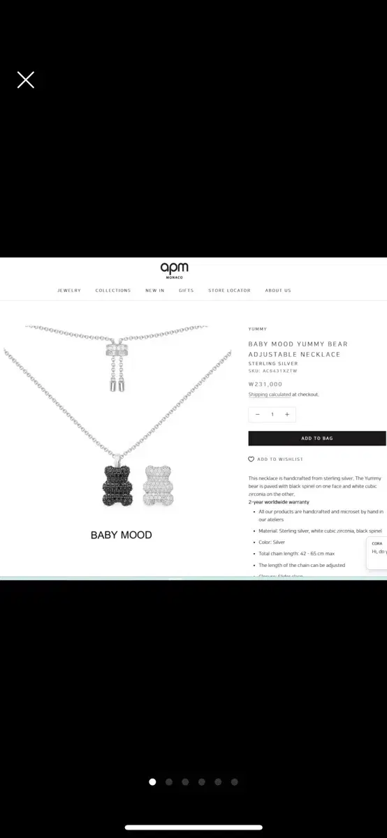 Apm Monaco Mini Teddy Bear Necklace for Sale