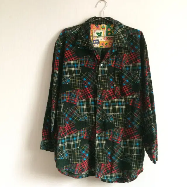 Keroppi check pattern corduroy shirt