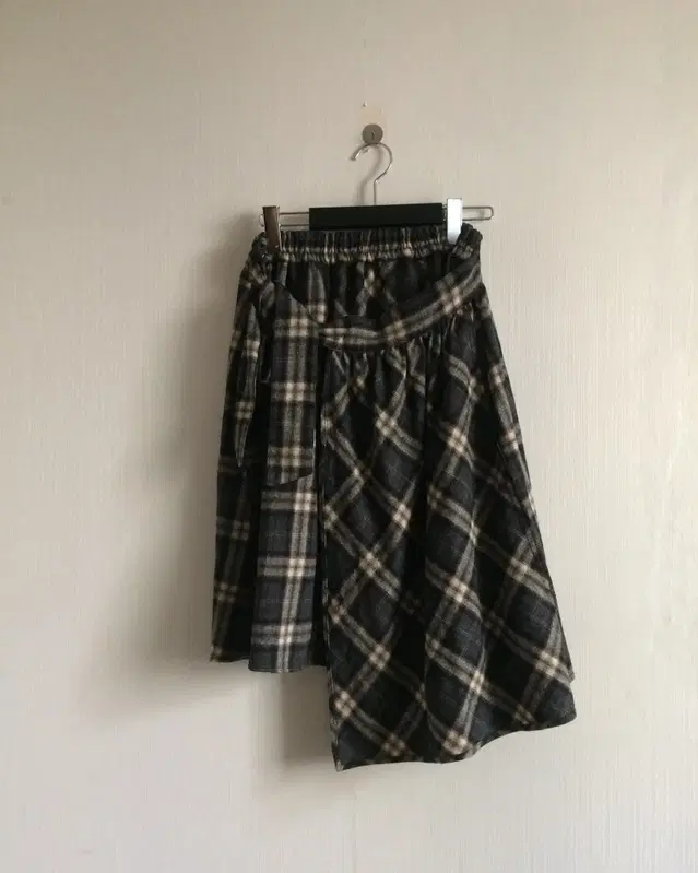 Check pattern wrap layered mini skirt