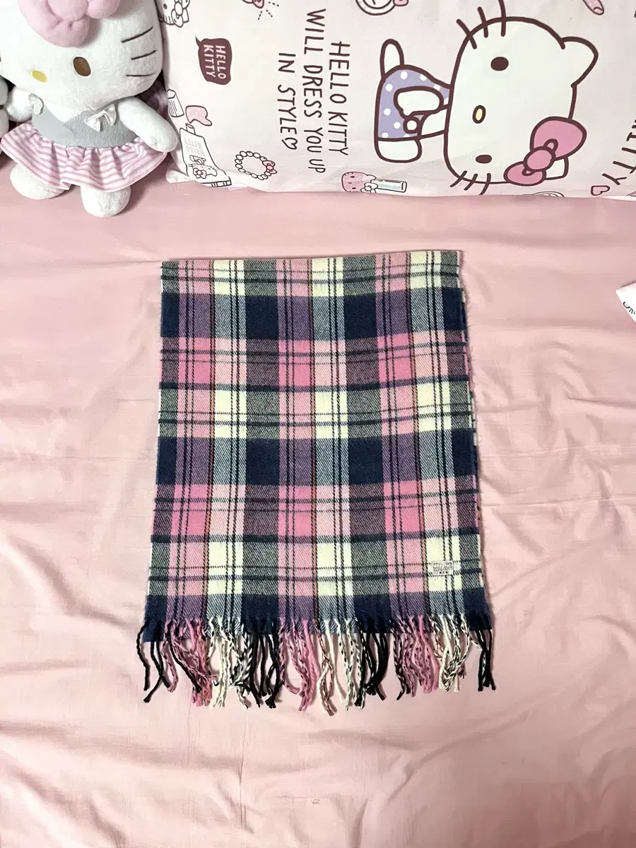 Japanese Vintage Muffler Pink Check STCLovelyHimegyaruRategyaru