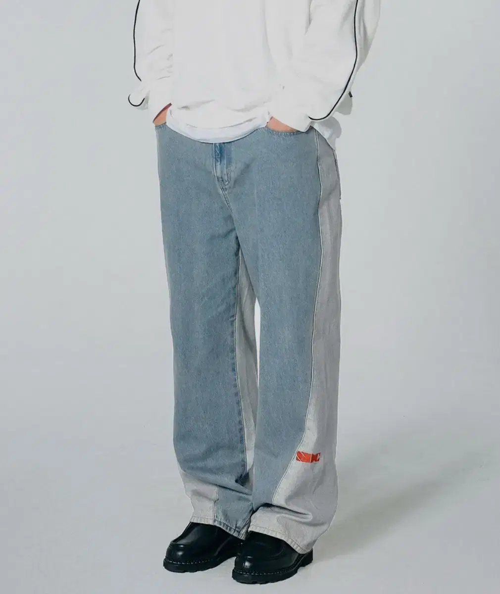 스컬프터 reverse block denim pants S 사이즈