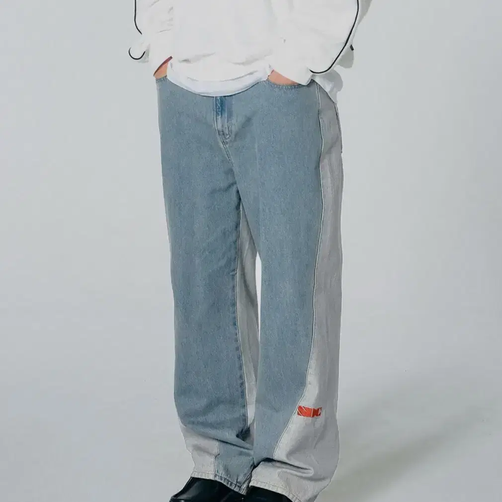 스컬프터 reverse block denim pants S 사이즈