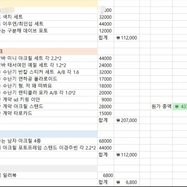 미필고 공사구 일간알바 연수난 스케치 결하남 유실 굿즈 일괄