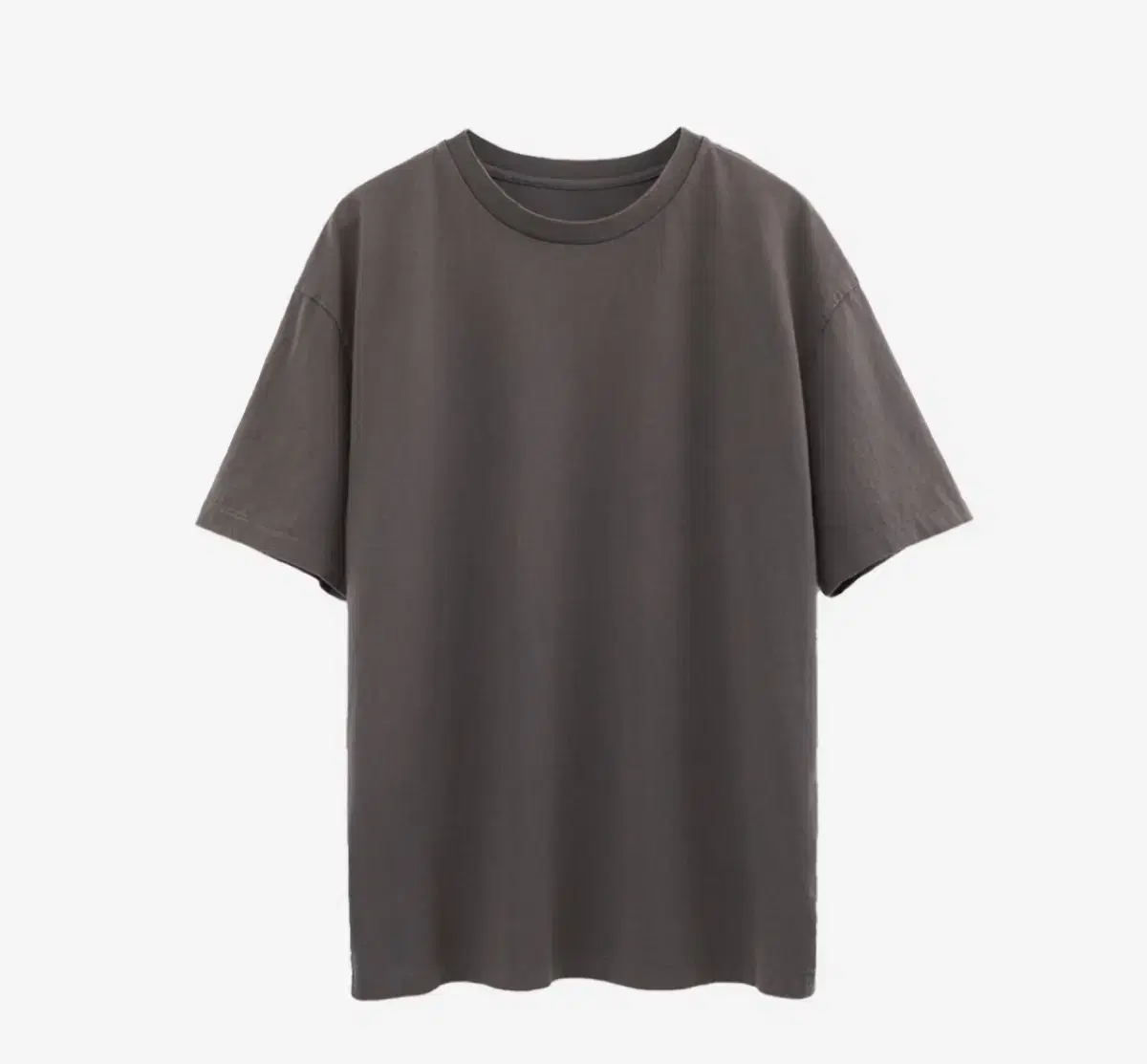 4) Polyester Roundneck Short Sleeve Washed Charcoal Brown