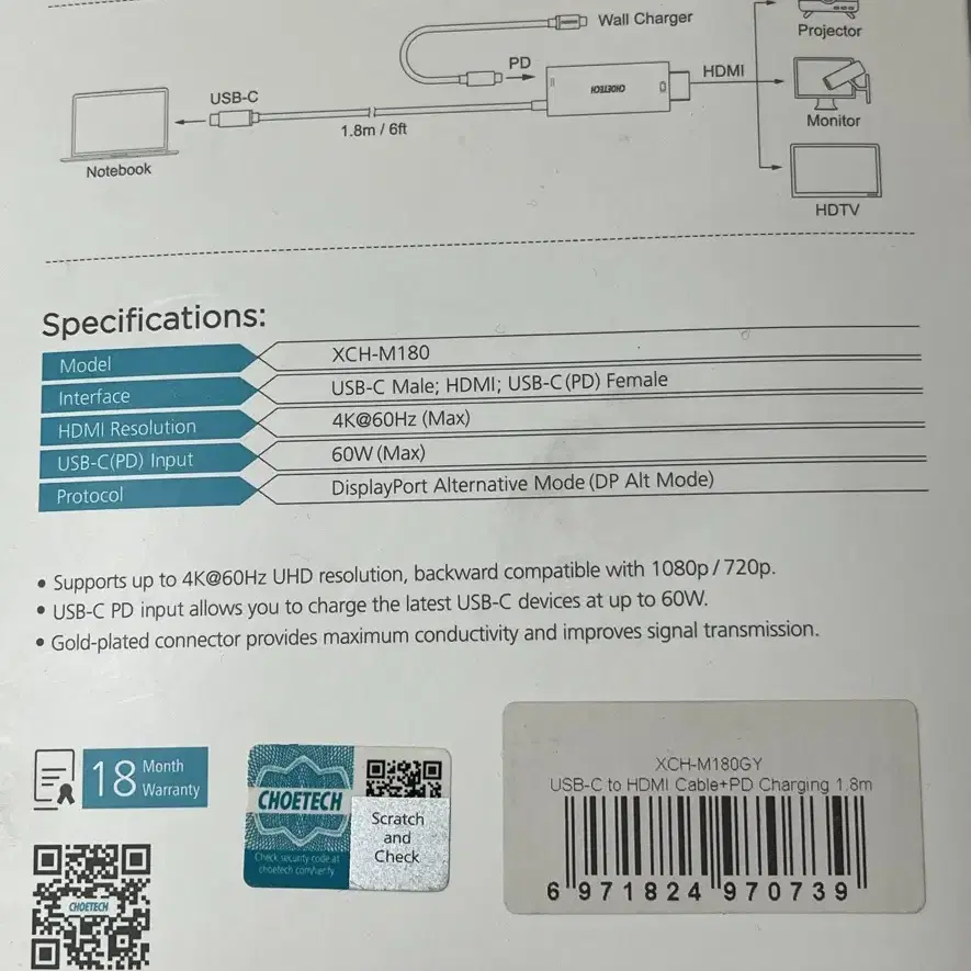 HDMI Cable(TV화면 출력 케이블)