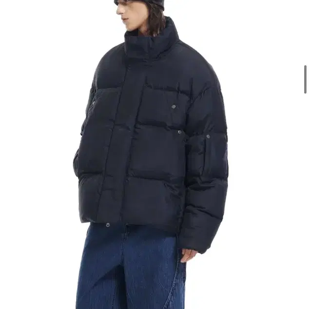 애드오프 패딩 MOLDY DYED PUFFER JACKET BLUE