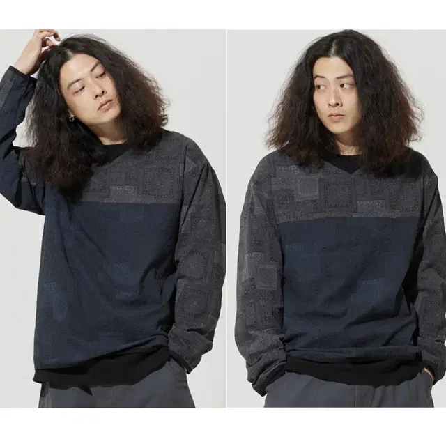 브라운브레스 STRIVE PAISLEY CREWNECK NAVY