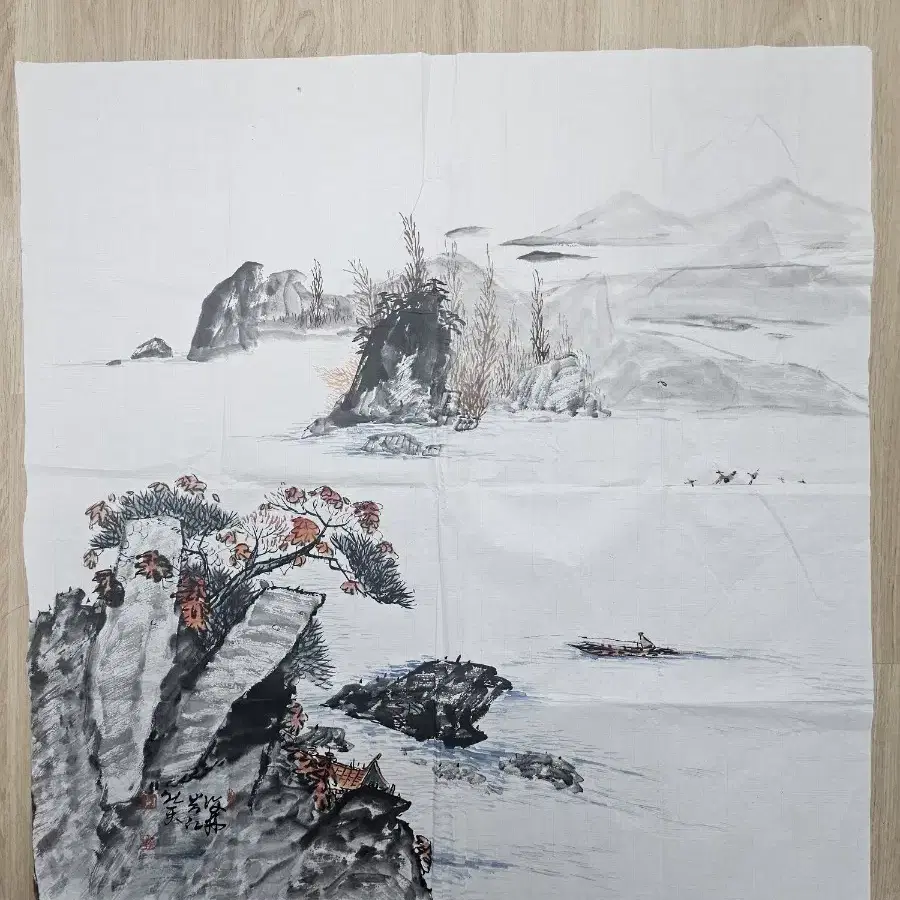 (미사용) 동양화 산수화 그림 69x69cm