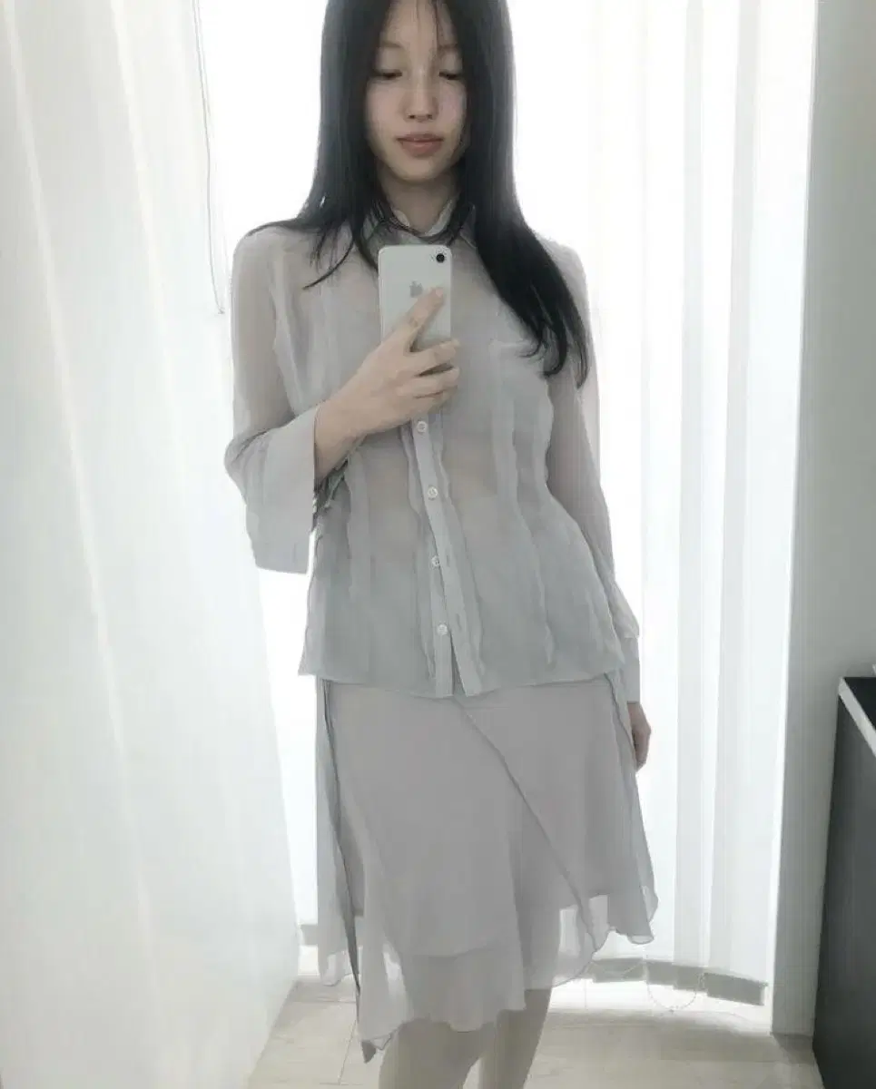 흐프이 리리우 스커트 glide to chiffon skirt 그레이