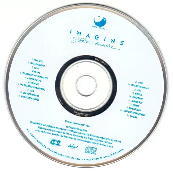 John Lennon - Imagine OST (CD) 미국반90s민트급