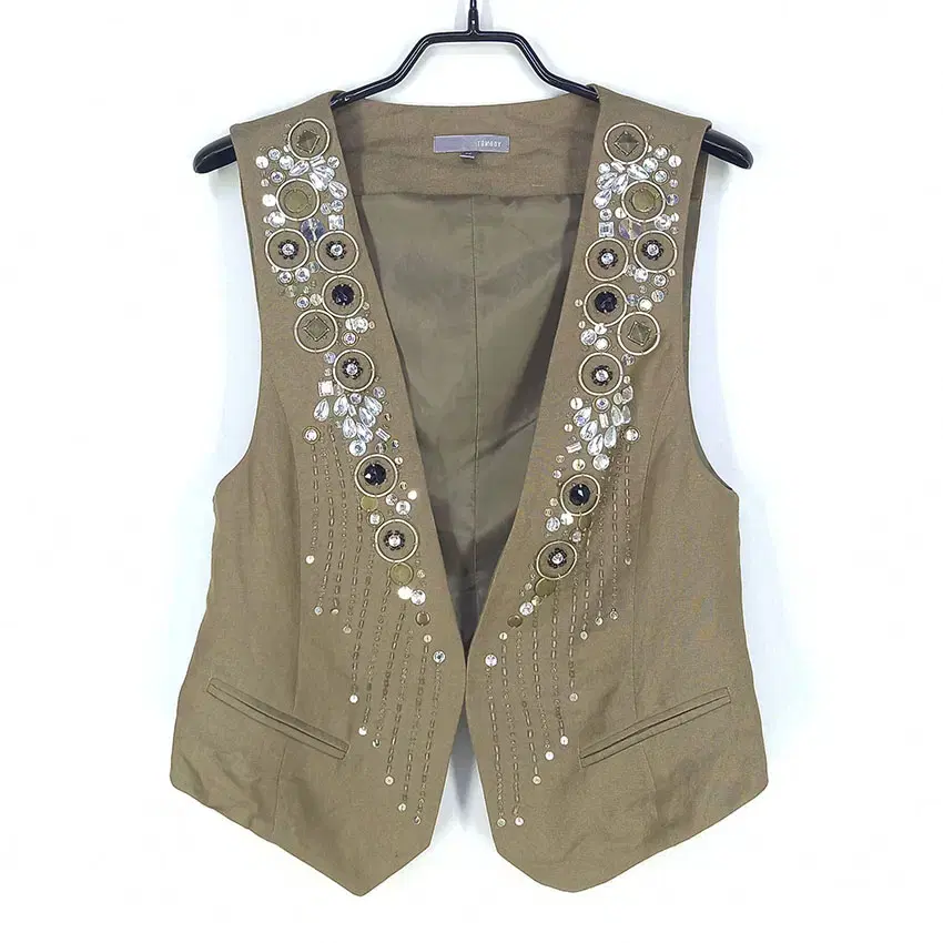 Tomboy Women's Horsehair One-Hook Beaded Vest Khaki Brown (HU25222)