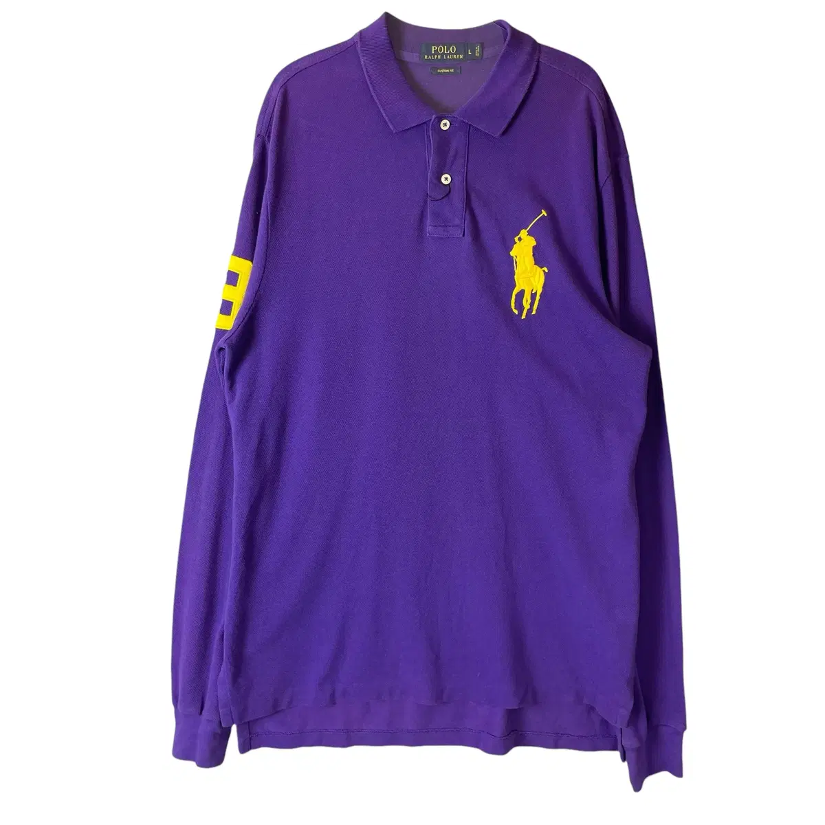 Polo Ralph Lauren Purple Yel Embroidered Custom Fit Long Sleeve L