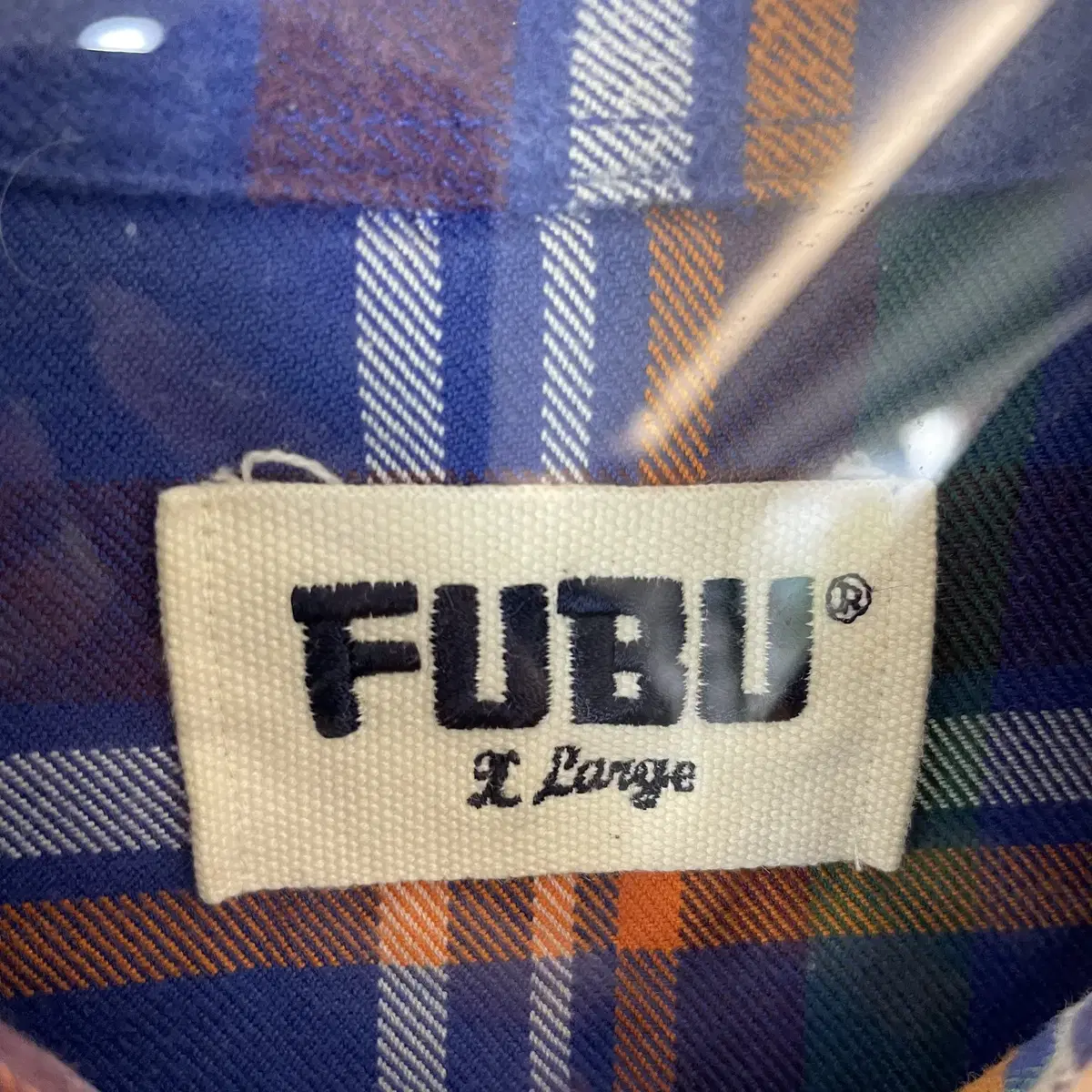 FUBU 후부 블루배색체크 투포켓 긴팔 셔츠 XL