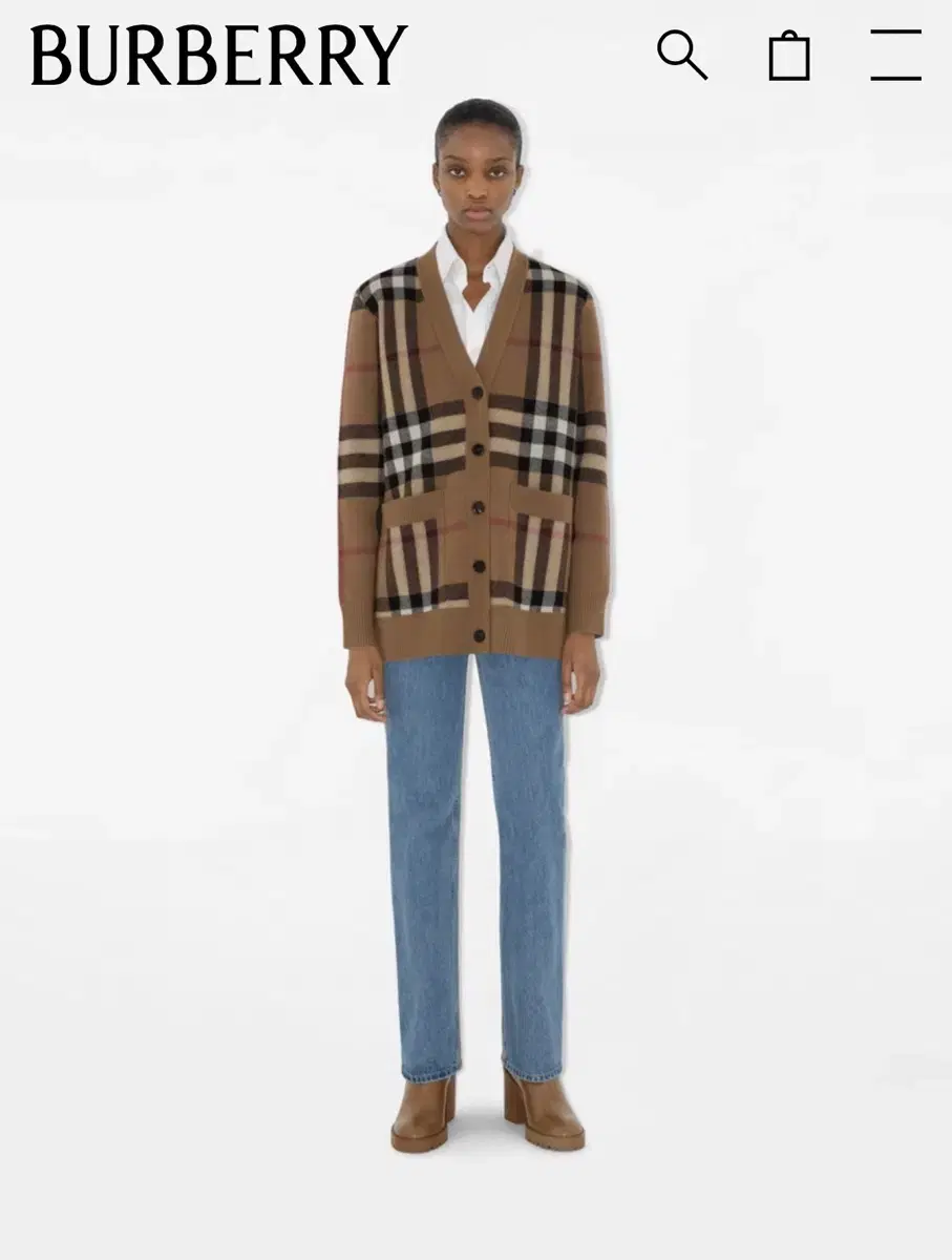 Burberry Check Wool and Cashmere Cardigan