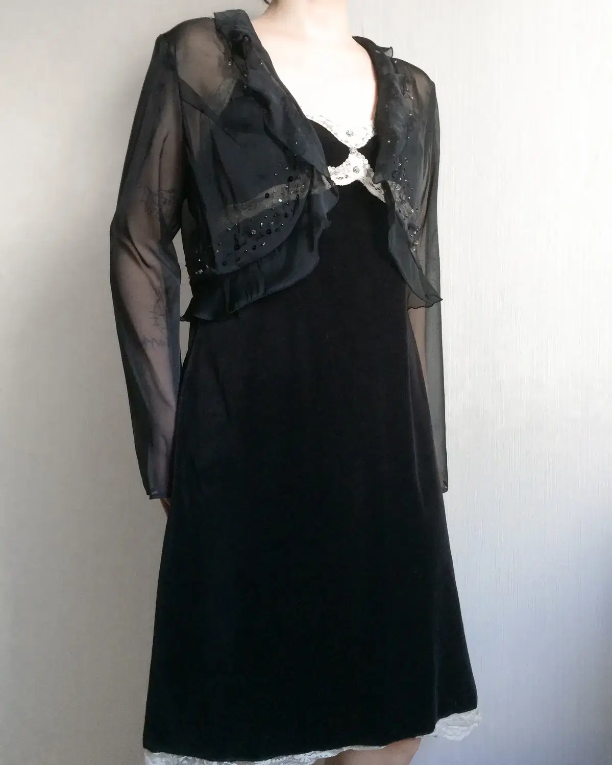 Organza open cardigan