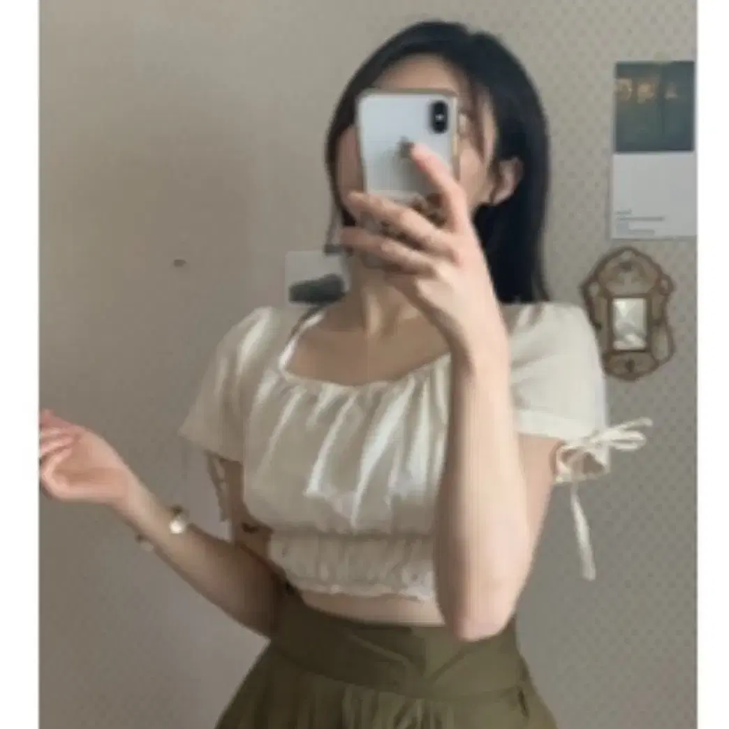 루루서울 튤립 블라우스 Tulip Blouse 아이보리 반팔 리본 크롭