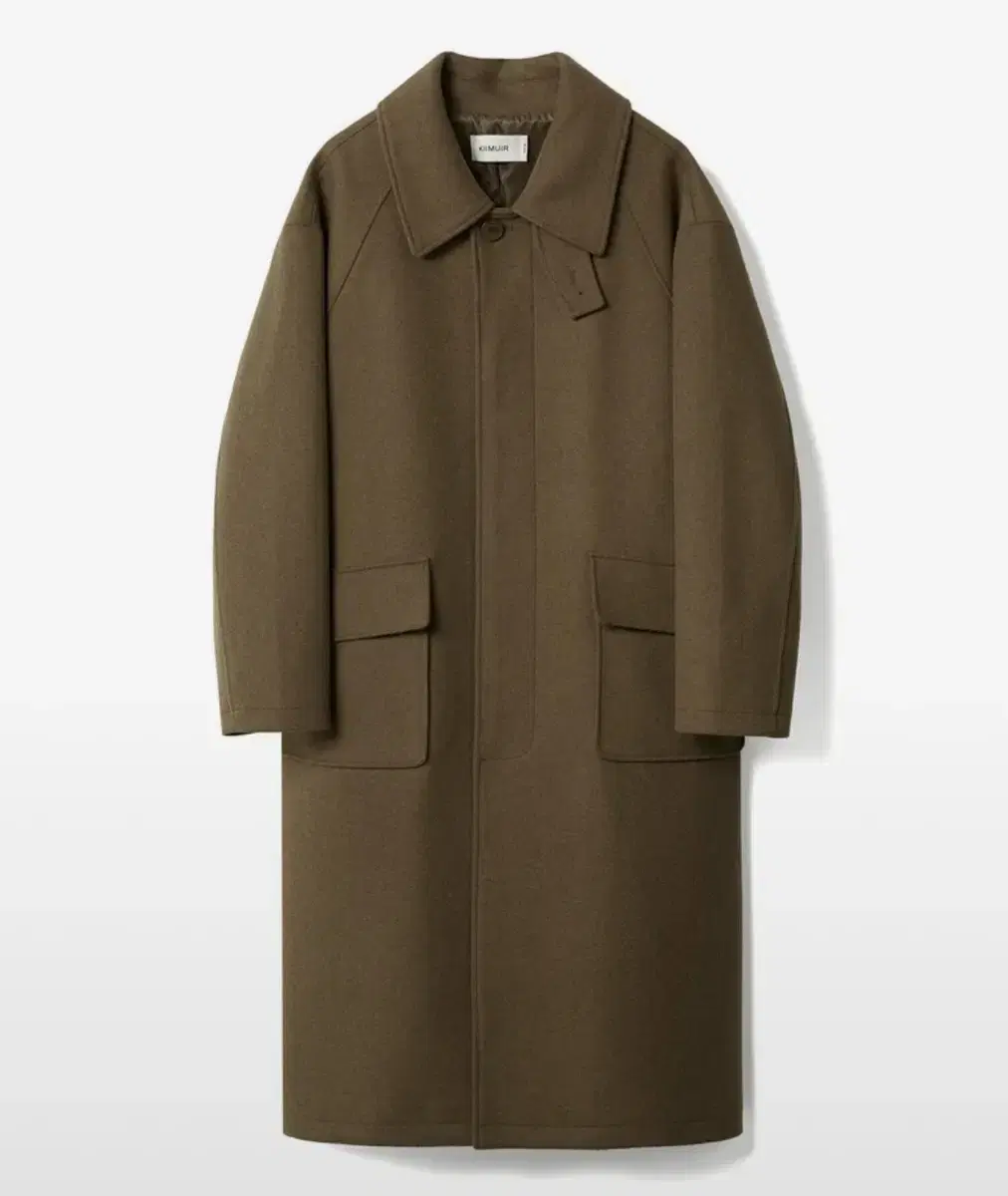 (Key Muir) Wool Semi Overcoat Balmacan Coat_Brown (L)