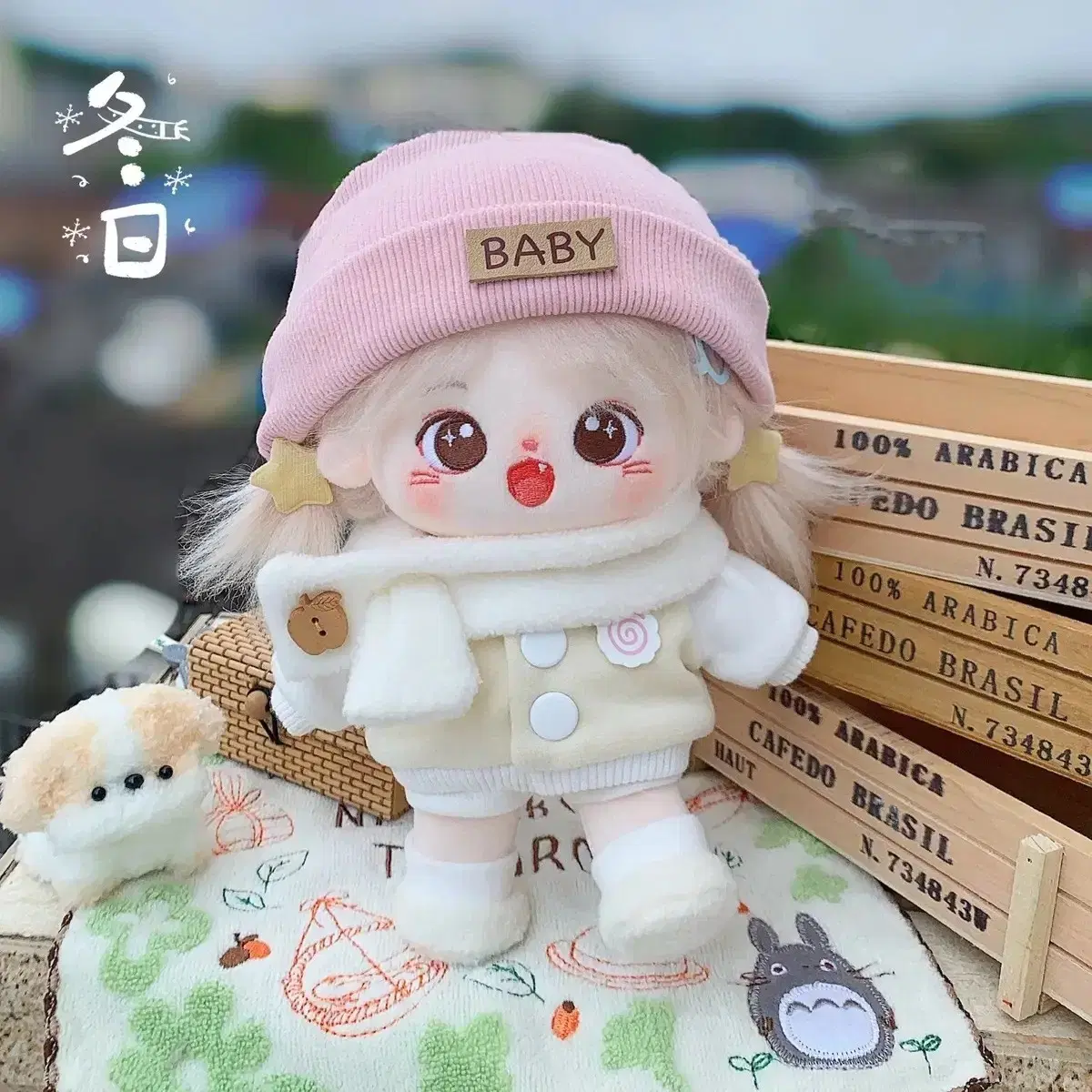 15cm 인형옷 야옹캣 겨울야구복 핑크