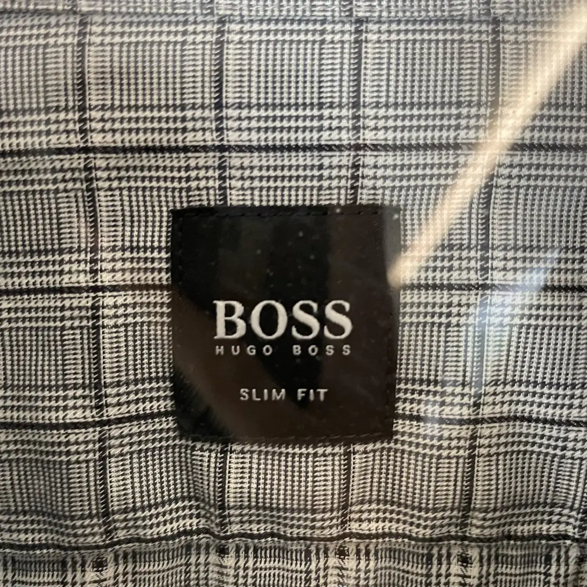 BOSS 휴고보스 그레이 체크 슬림핏 긴팔 셔츠 XXXL