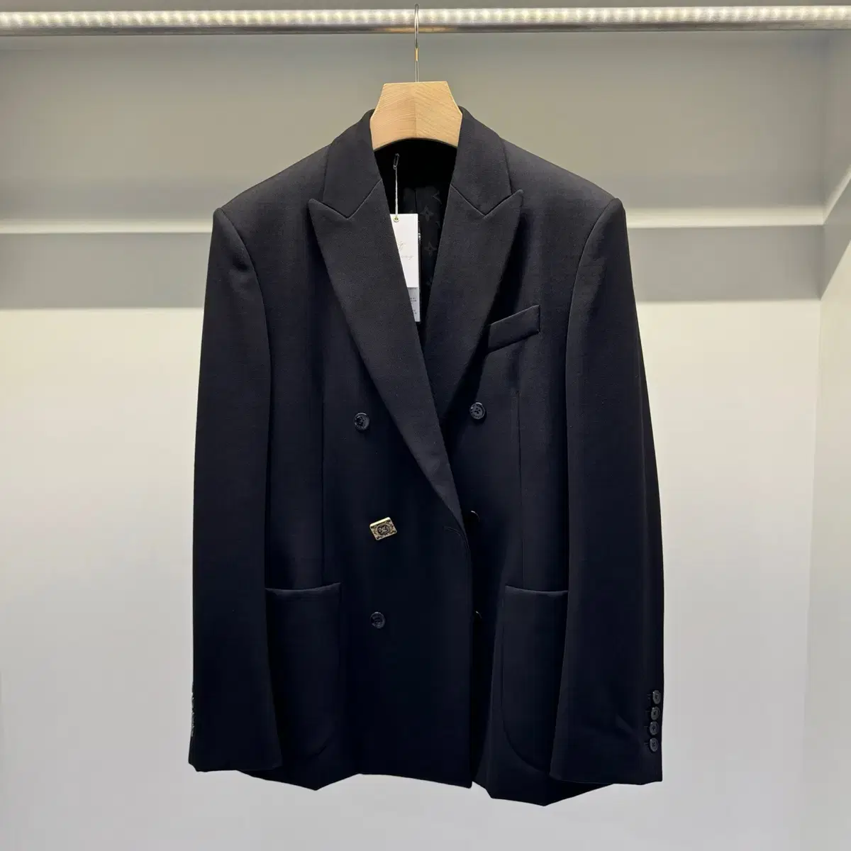 Louis Vuitton Monogram Overcoat Wool Blazer Jacket Black