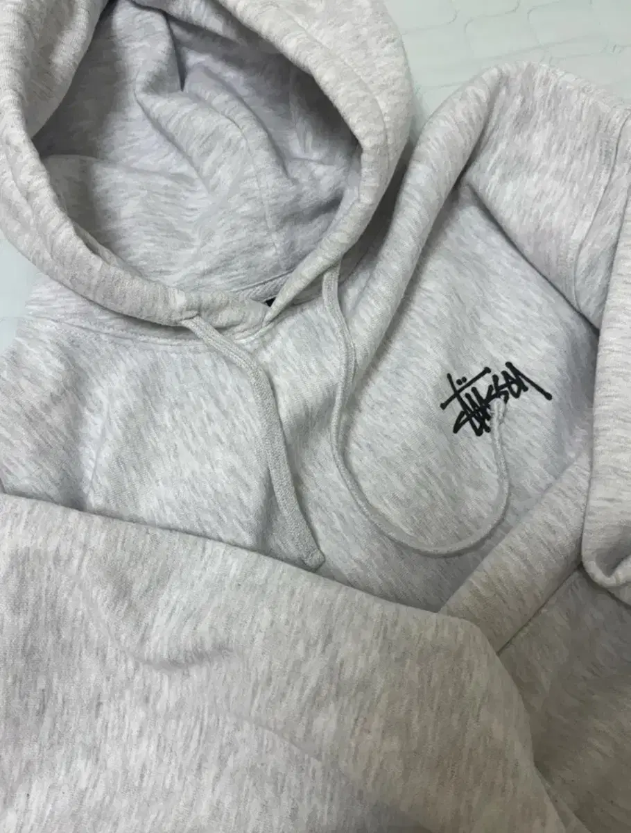 Stussy Basic Hoodie Ash Heather Oatmeal