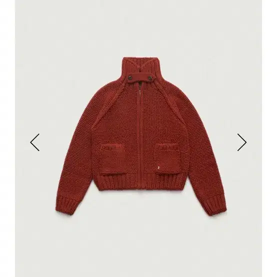 더바넷 Red Soap Zip-Up Knit Cardigan