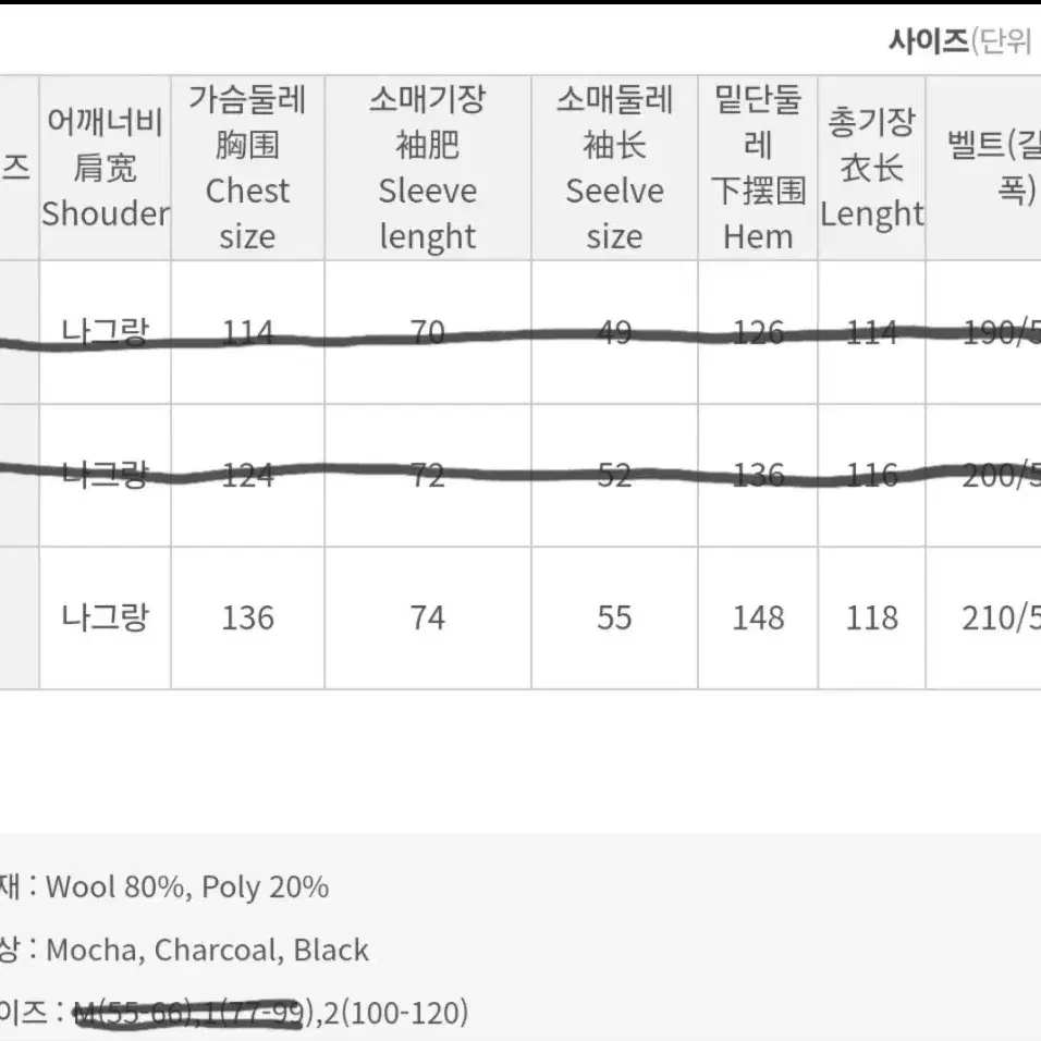 100~120 빅사이즈 핸드메이드 울코트