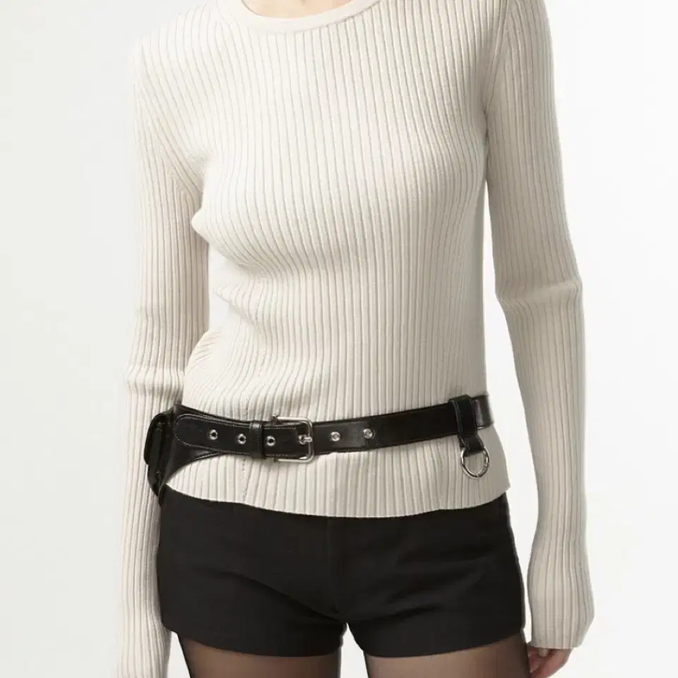 이안조 BACK STRAP RIBBED KNIT(크림베이지)