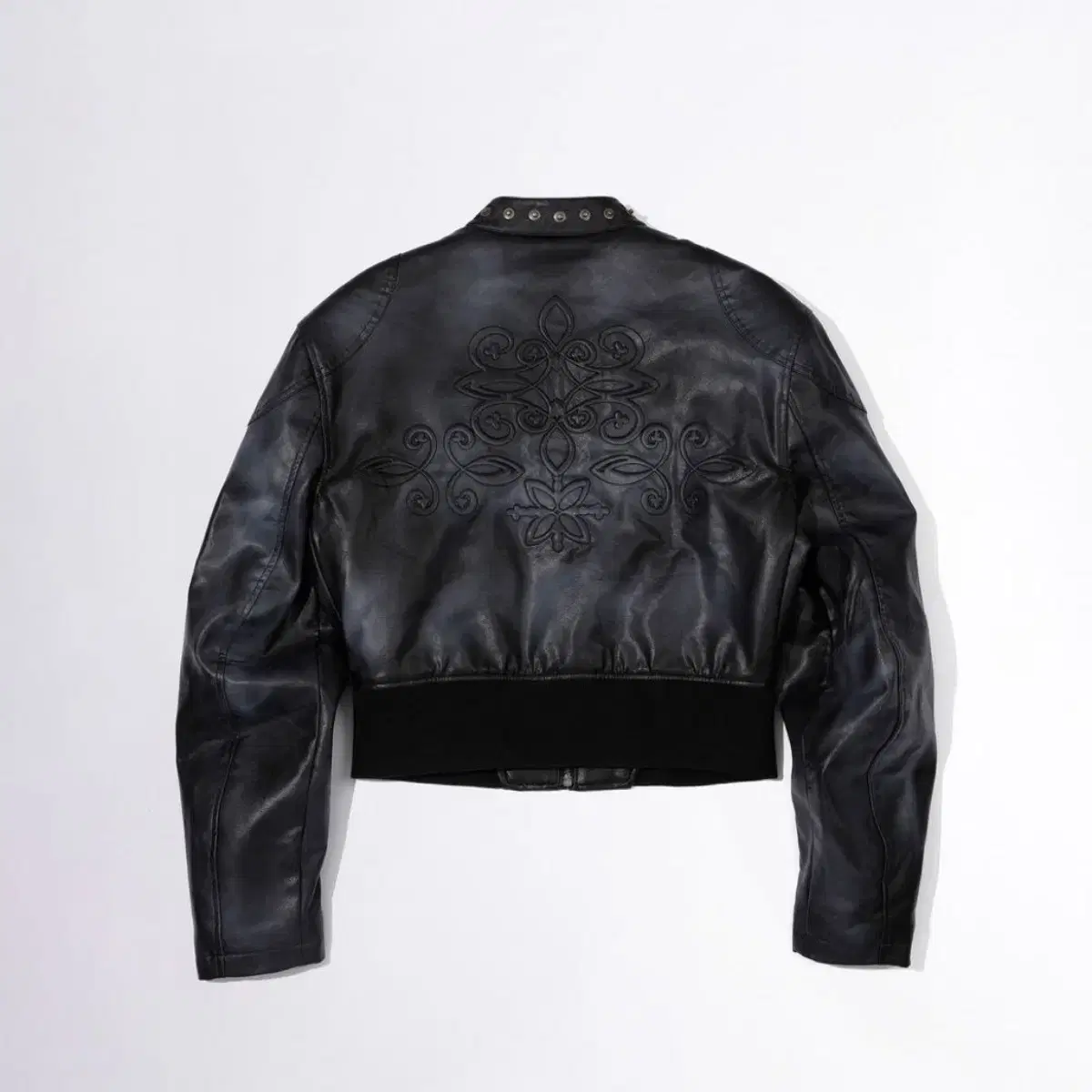 스컬프터 Emboss Faux Leather Bomber Black M