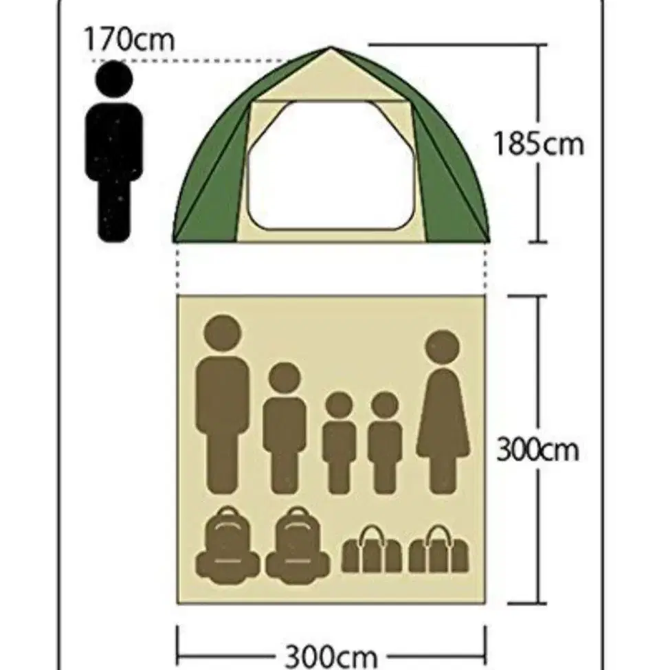 콜맨 터프와이드돔 300 카키색 한정판 (그라운드시트 포함)