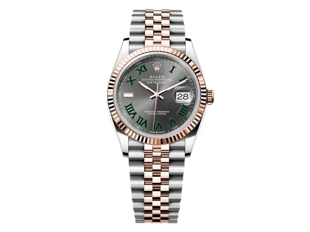 Rolex Dayjust 36mm Rose Gold Combi Jubilee/Slate Roman (1262)