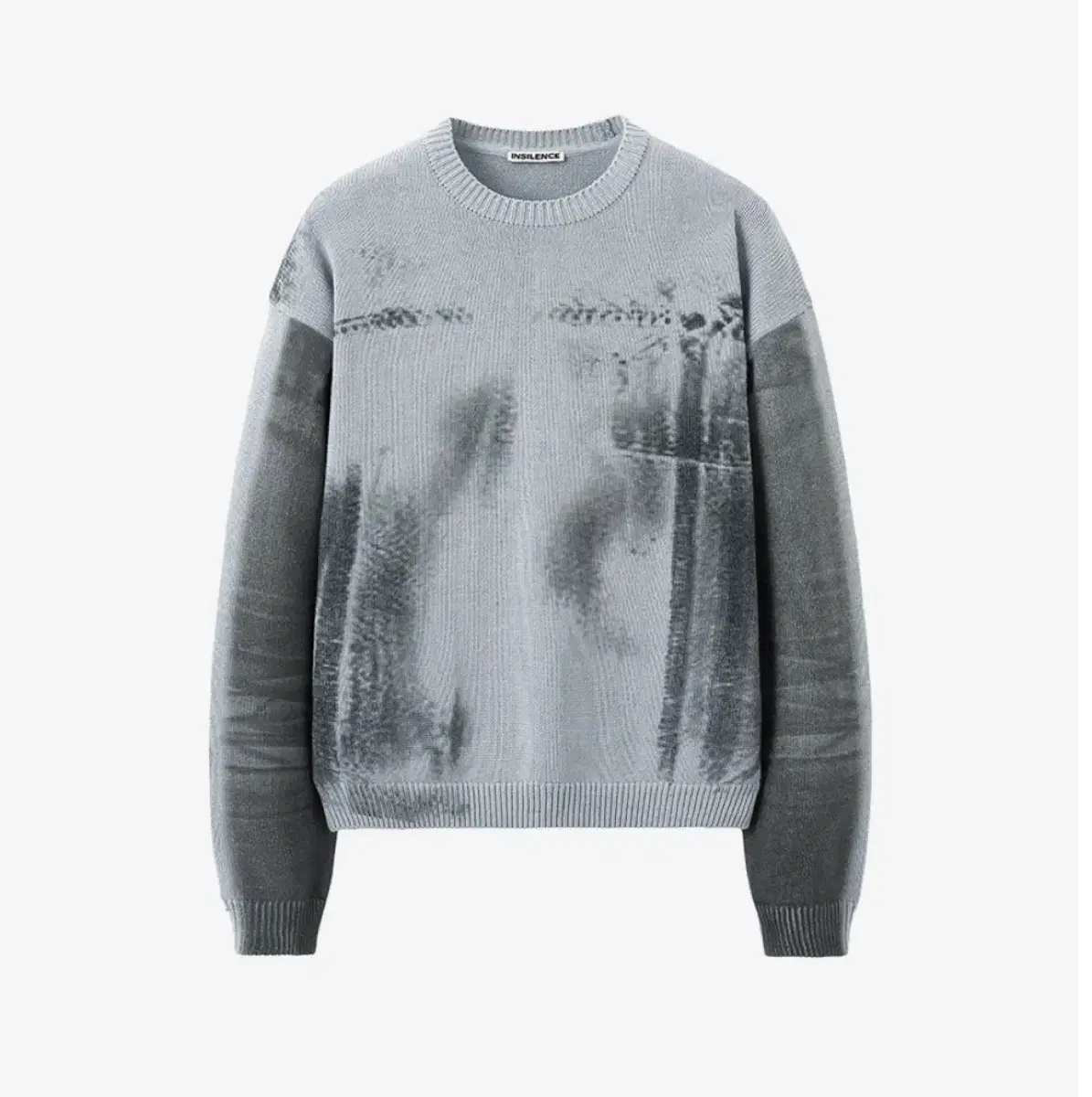 Insilence Digital Print Grunge Knit ICE GREY L-Shirt