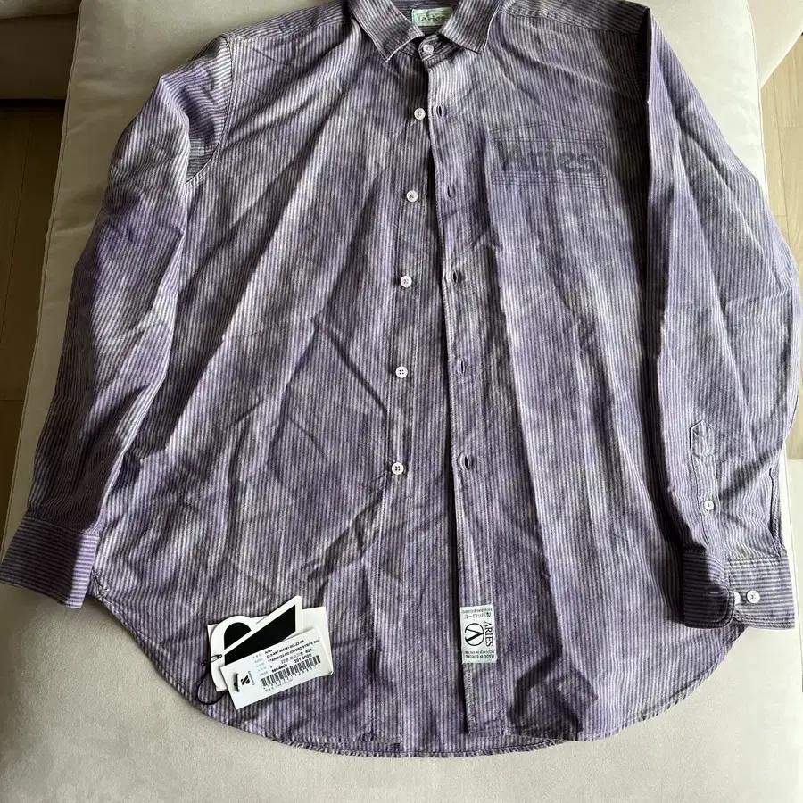 아리스 Aries od oxford stripe shirt purple