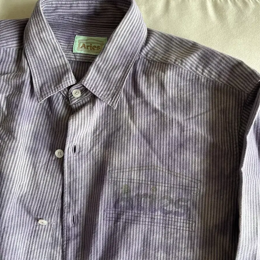 아리스 Aries od oxford stripe shirt purple