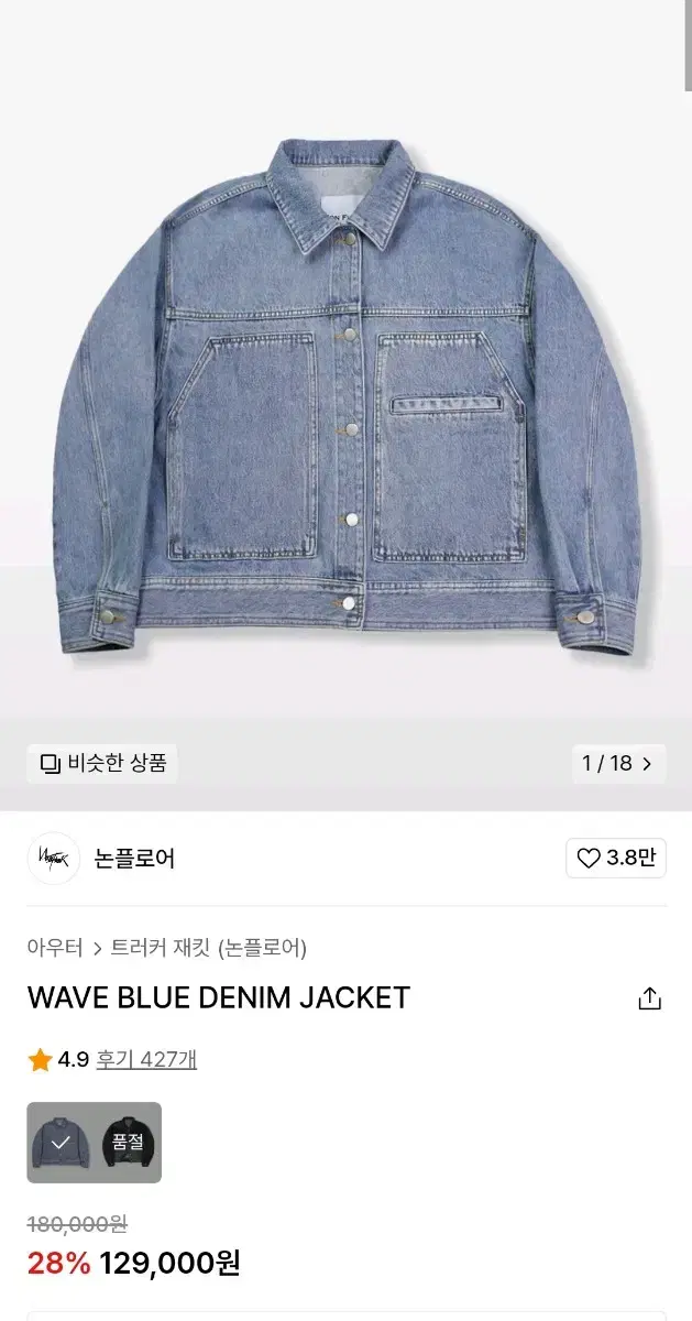 Non-floor waves bloo denim jacket