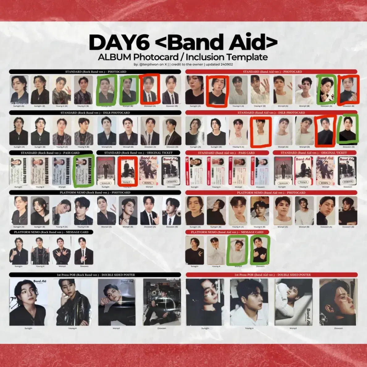 데이식스 band aid, 폴라로이드 교환 (사진 더 있어요)