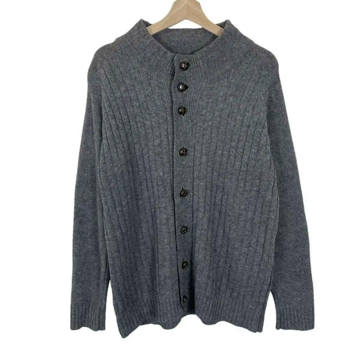 Eddie Bauer Waffle Button Gray Cardigan