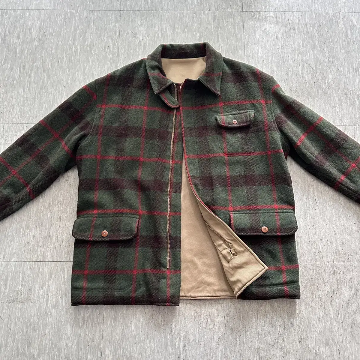 90s Polo Country Reversible Wool Check Coat