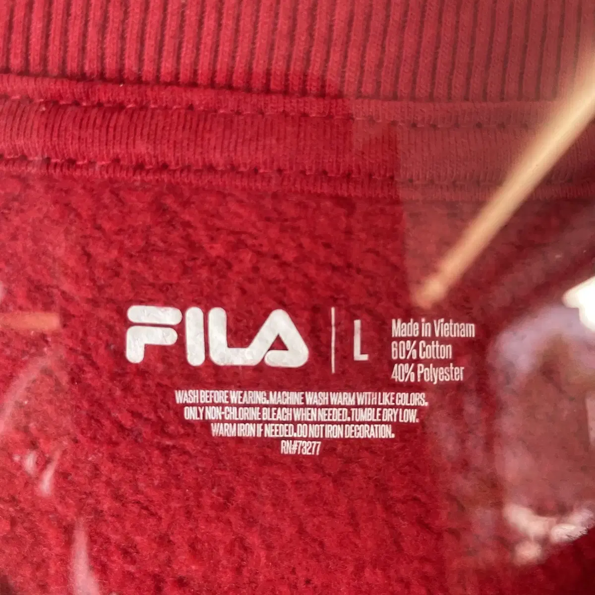 FILA 레드 로고포인트 베이직 안감기모 스웻셔츠 맨투맨 L