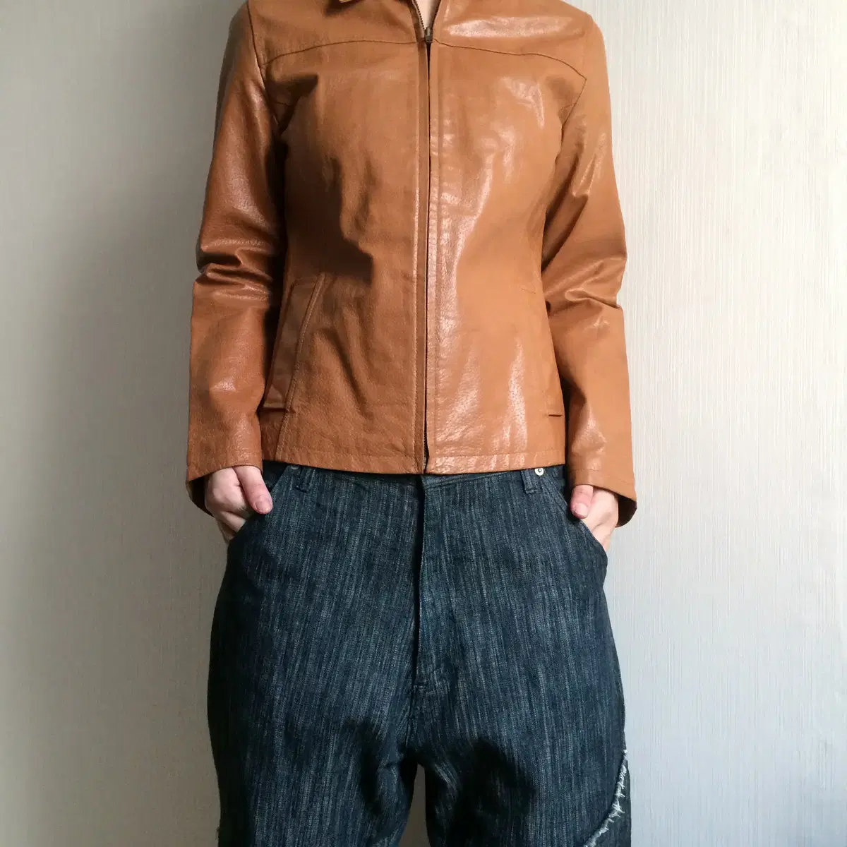 Pig leather izip up jacket