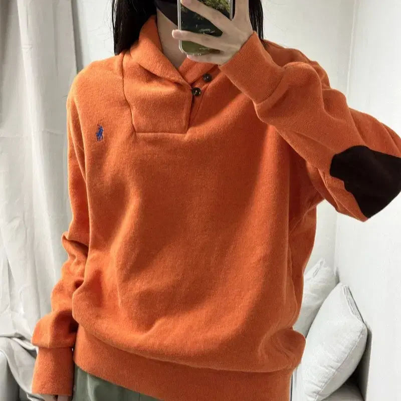 [L] Polo Shawl Kara Knit Orange