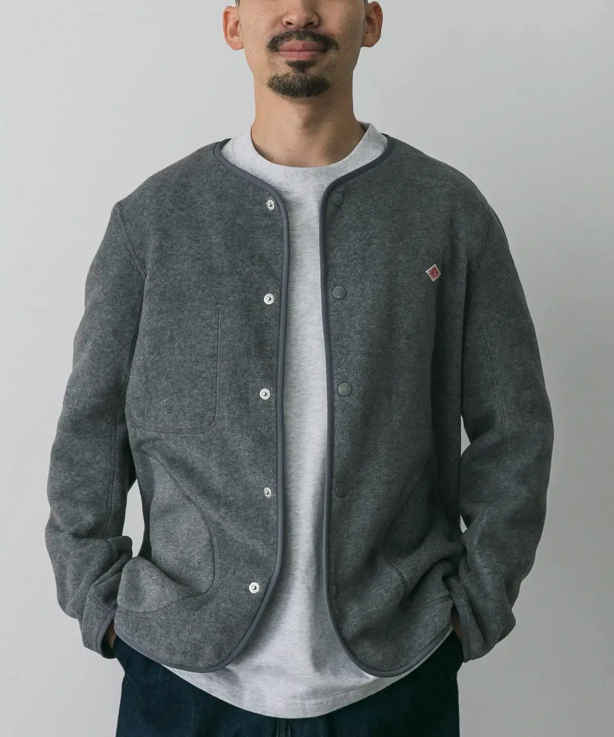 Danton DANTON Fleece collarless jacket DK.GREY