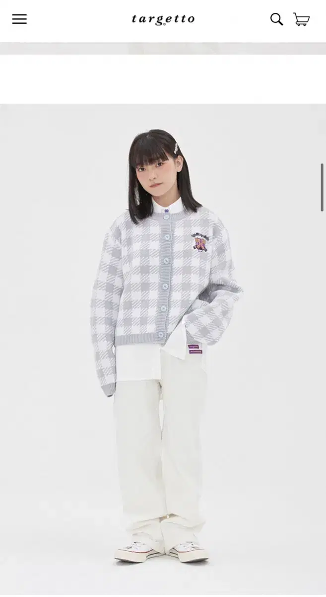 타게토 GINGHAM CHECK CARDIGAN 체크 니트 가디건