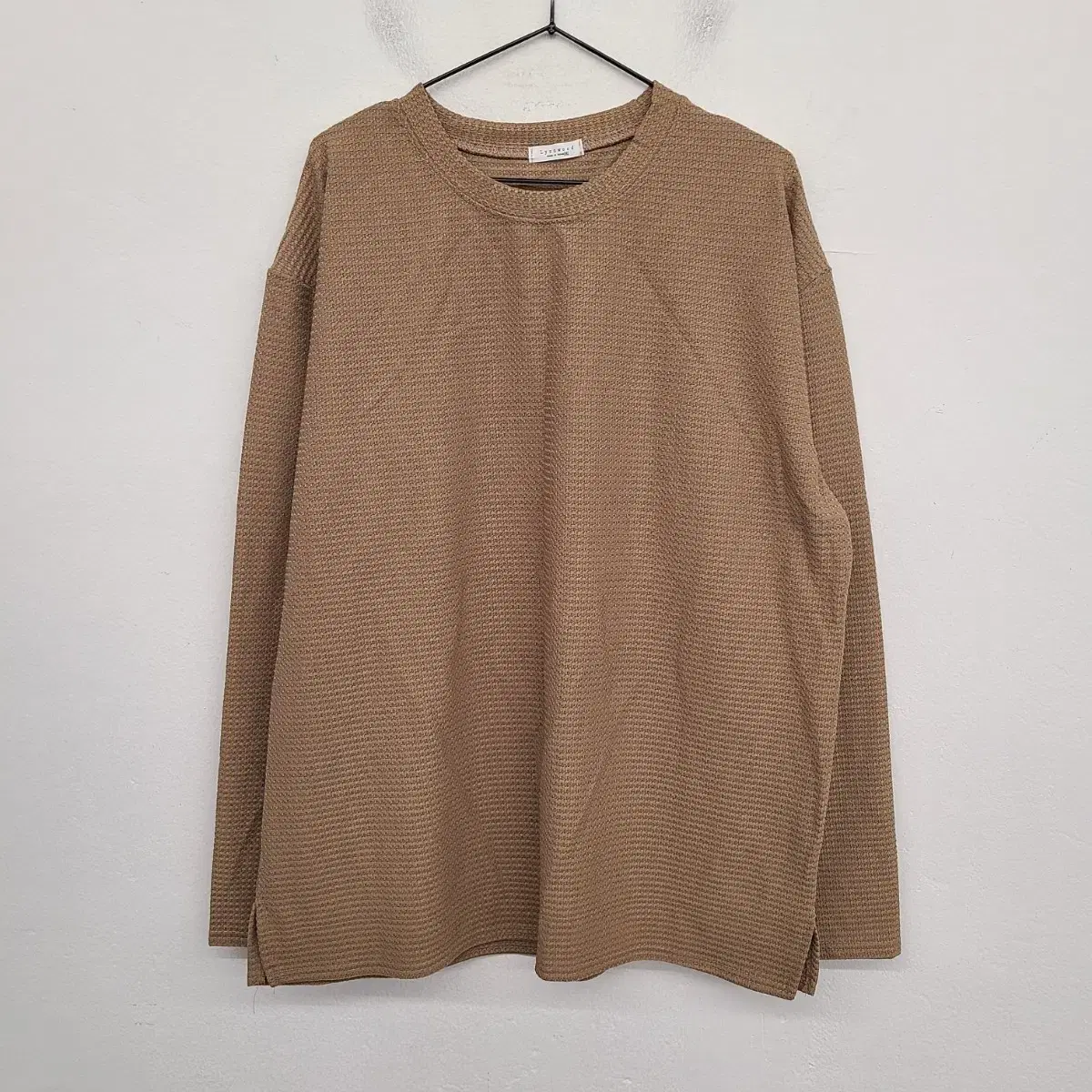 [120/4XL] Bimono Waffle Wrinkle-Free Long Sleeve Tee