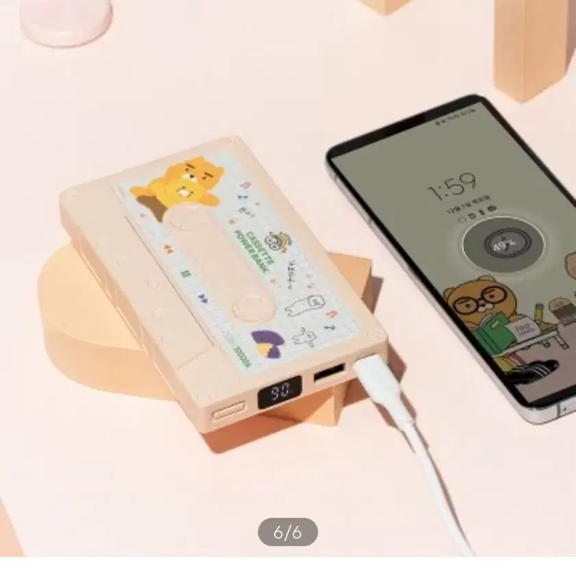 카카오프렌즈 카세트형 고속 충전 보조배터리 10000mAh