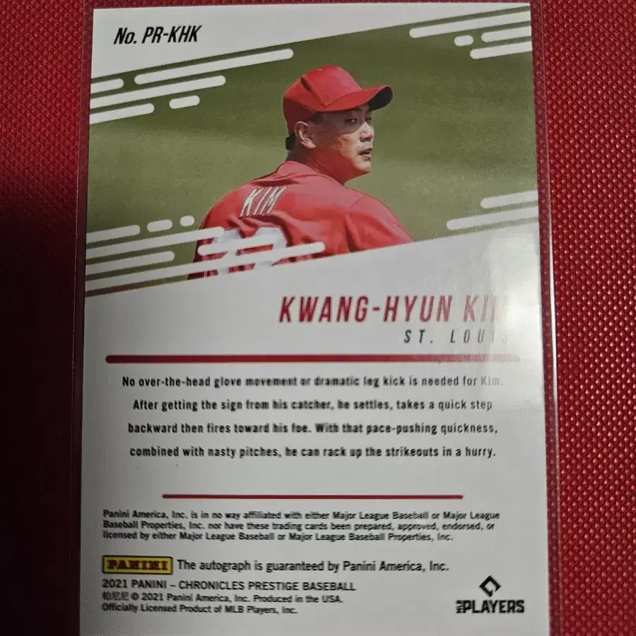 김광현 2021 Panini Chronicles 오토 카드