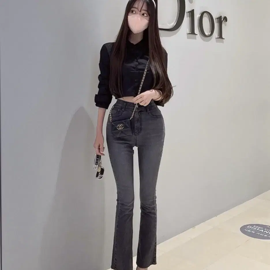 메이윤 세미부츠컷 데님 흑청 xl