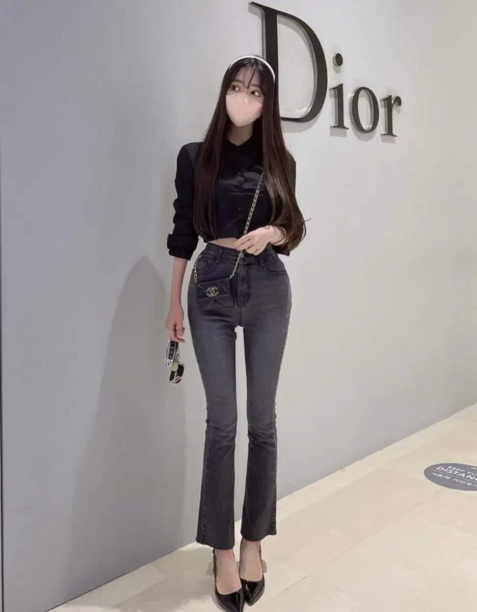 메이윤 세미부츠컷 데님 흑청 xl