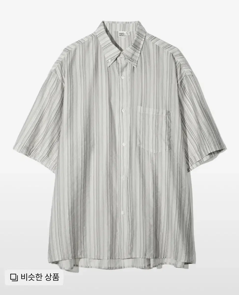 Partimento Multi-Stripe A-Line Overfit Half Shirt in Gray