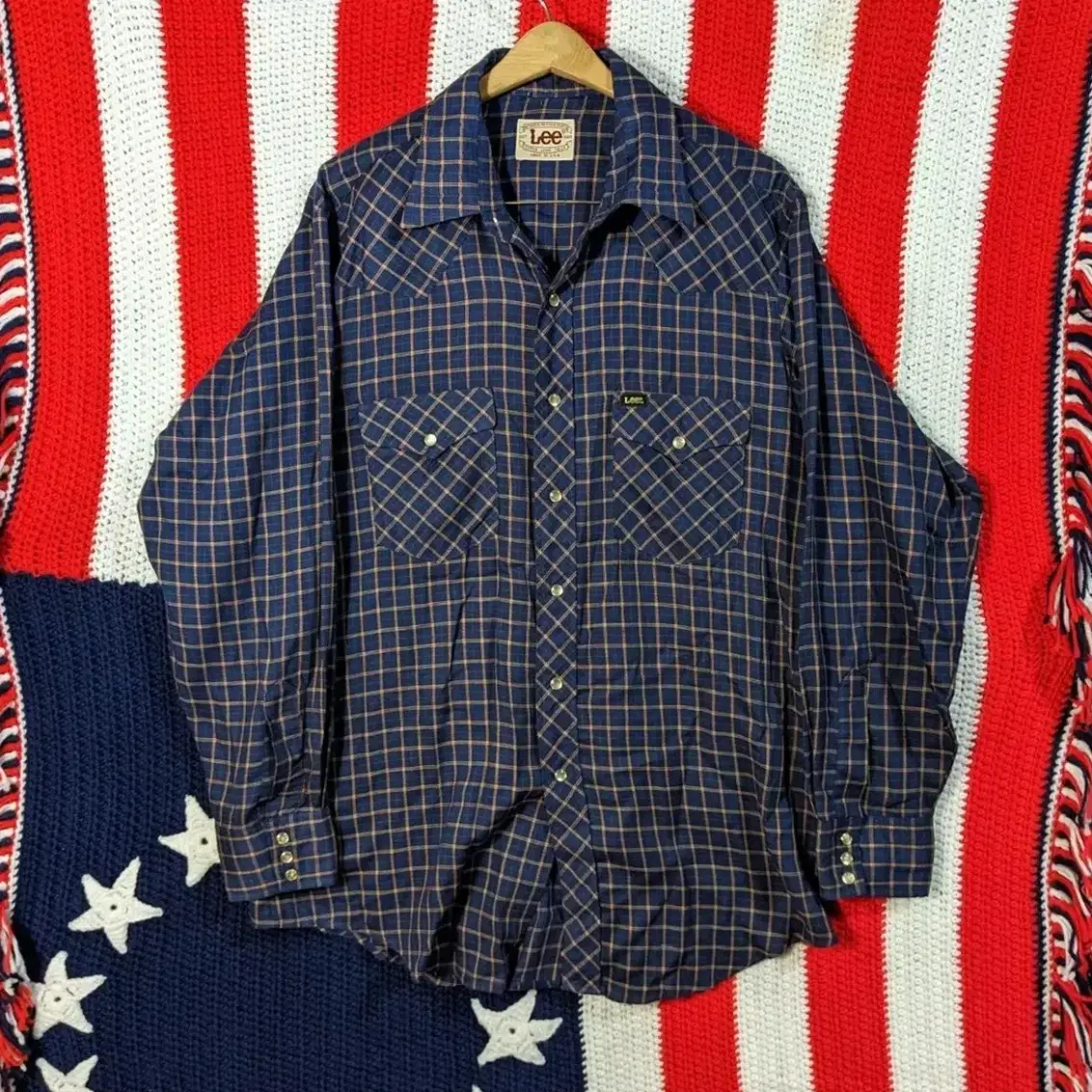 XL)70s LEE 리 웨스턴 체크 셔츠 Made in USA